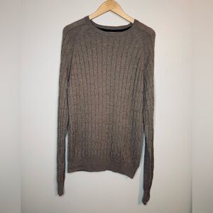 Impermeable Merino Silk Cashmere Cable Knit Sweater Mens L